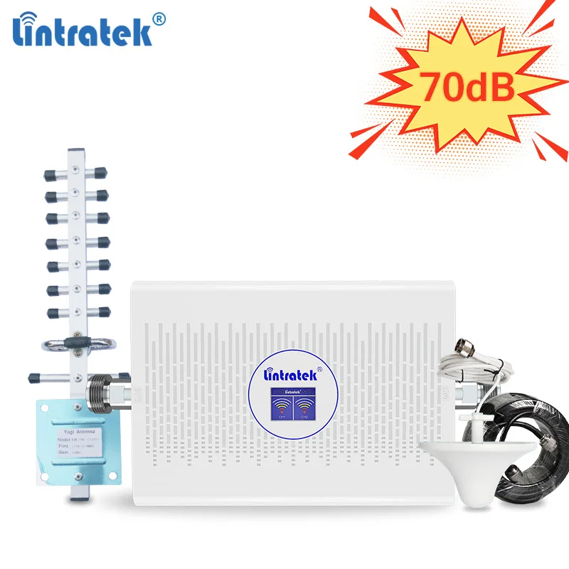 Lintratek AGC 70dB репитер 4g усилитель 3g сигнала 1800 2100MHz 3G 4G мГц повторитель мобильного