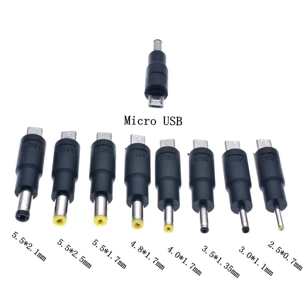 

Переходник с Micro USB на DC 5,5 4,8 4,0 3,5 2,5 2,1 1,7 мм, 2 шт.