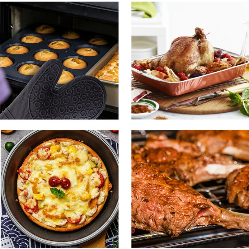 

Silicone Gloves Kitchen Inner Cotton Anti-Scalding Oven Mitts Heat Resistant Bbq Extra Long Glove Non-Slip Pot Holder for Baking