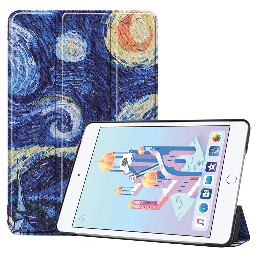 Starry sky Pro Чехол iPad Mini 5 Чехол карандаш держатель Folio Trifold кожа мягкая PU задняя крышка Авто Режим сна/Пробуждение чехол для iPad Mini5 mini4 - Цвет: Starry sky
