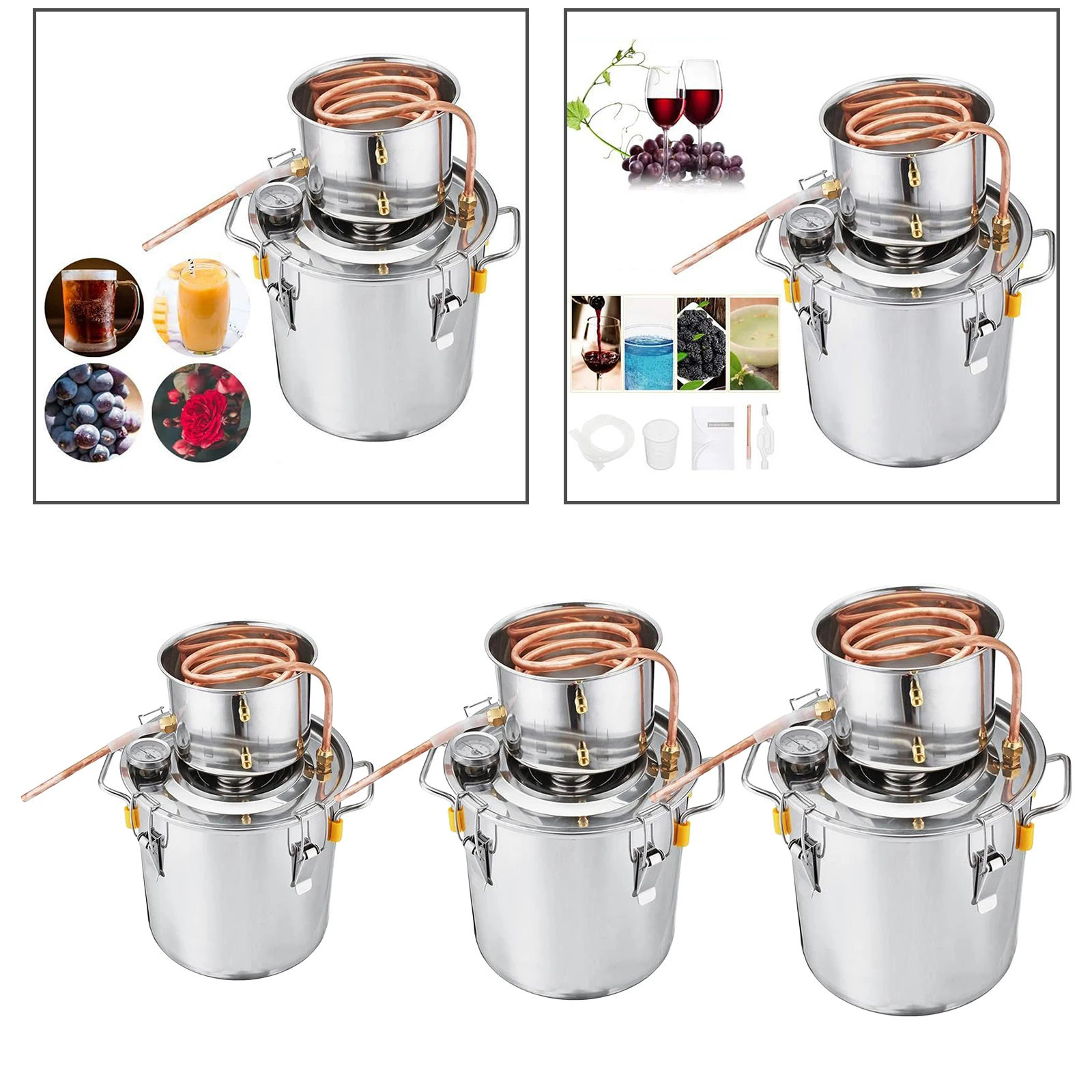

Efficient Home DIY Brew Distiller Moonshine Alcohol Still Water Wine Essential Oil Brewing Kit
