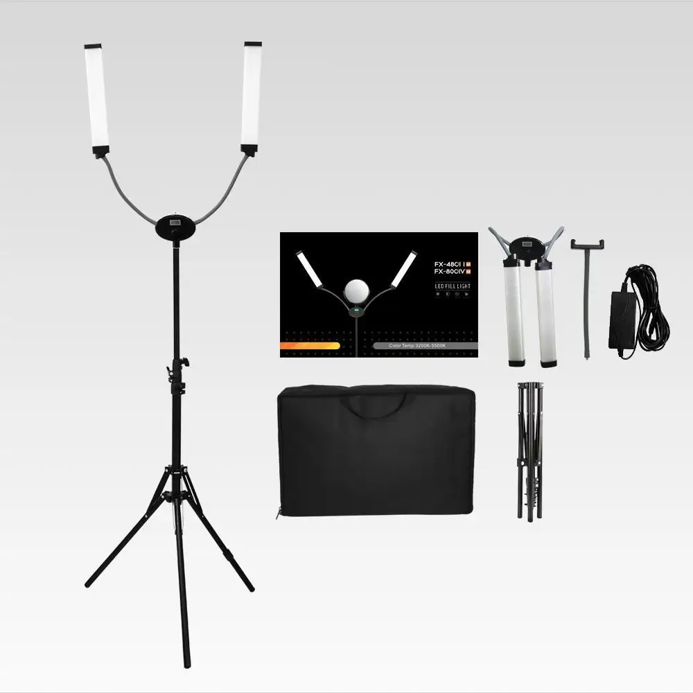 

3000K-5600K 50W/80W Photo Studio Double/Four Arms Tube lamp Fill Selfie Ring light with Tripod Long LED Strips + handbag kit