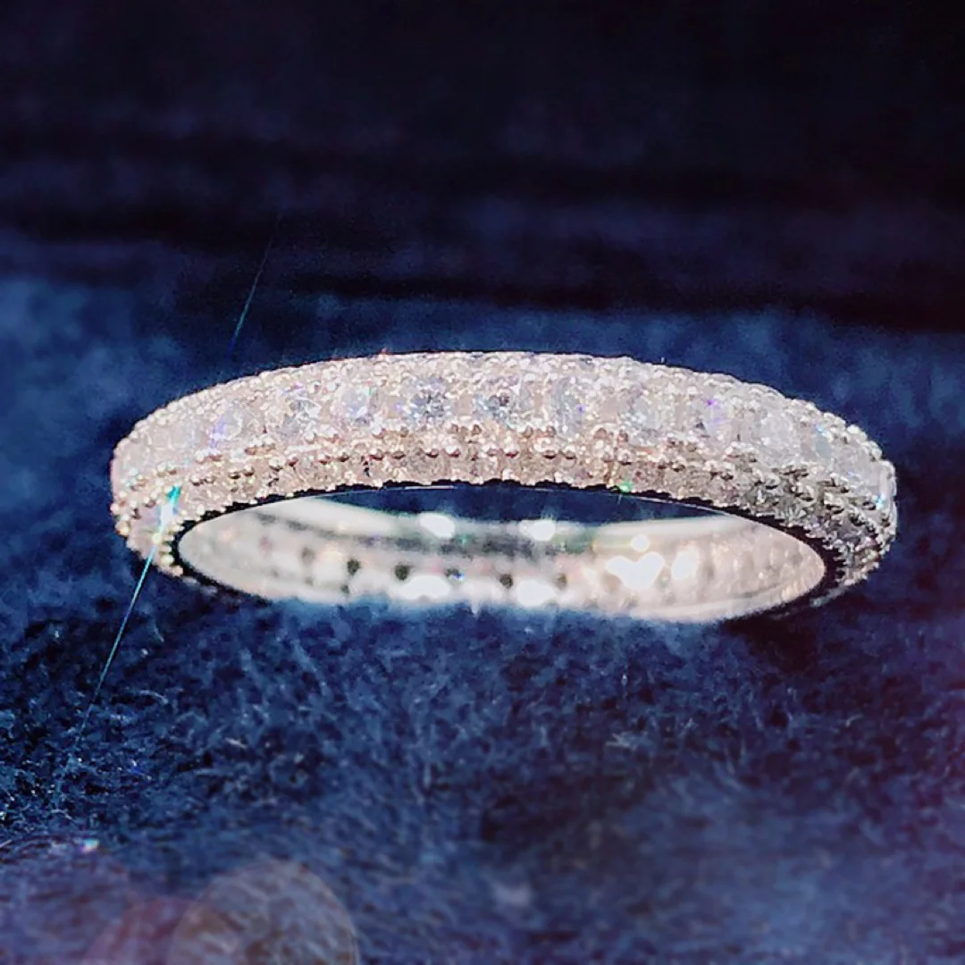 Кольцо женское из настоящего серебра 925 пробы, с муассанитом, с печатью 925