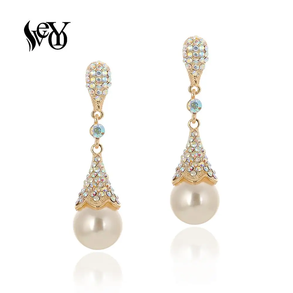 VEYO жемчужные серьги капли со стразами для женщин классические ZA AB белые длинные
