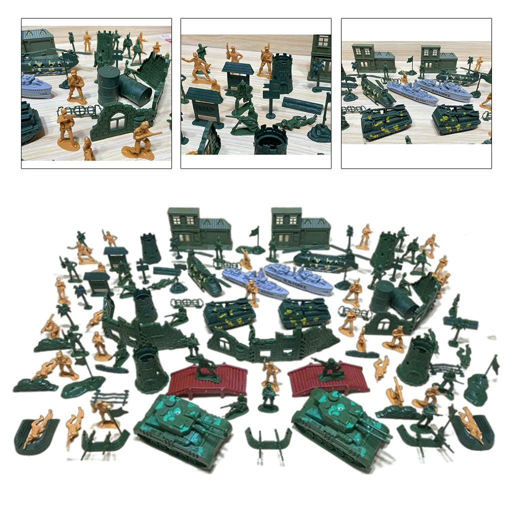 

139Pcs Army Men Soldier 5cm Action Figures Set Plastic Toy Model Accessories