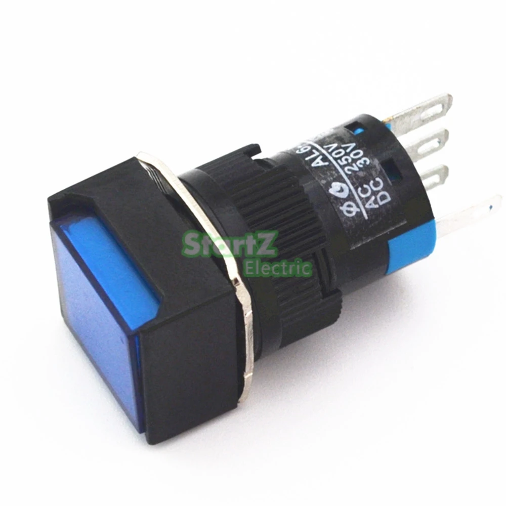 DC 12V 16 мм 5 контактный кнопочный выключатель Квадратный светодиодный светильник