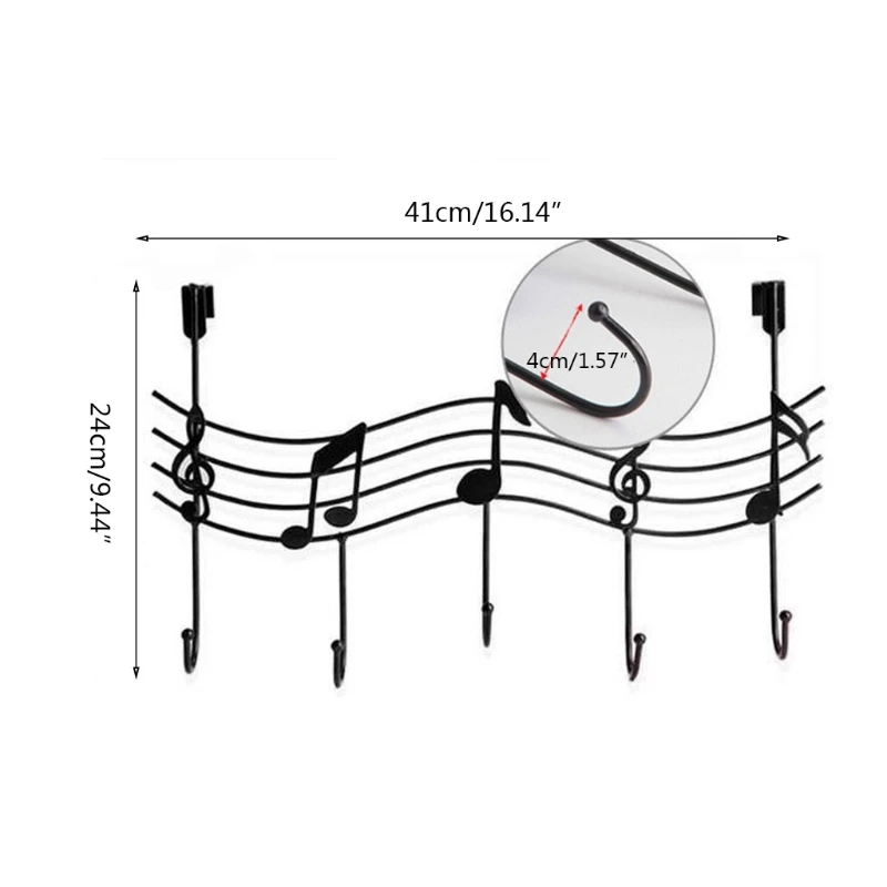 

Wavy Musical Notes 5 Hooks Wall Mounted Coat Rack Clothes Door Hanger Elegant Finish Simple Design Decorative Household P82D