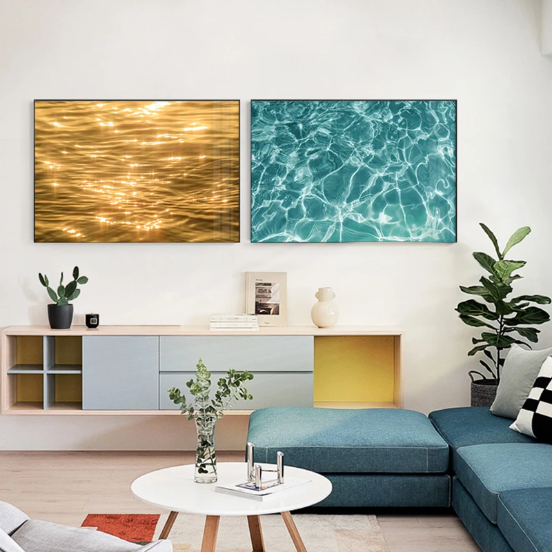 Скандинавский морской пейзаж солнечная волна абстрактный постер скандинавский