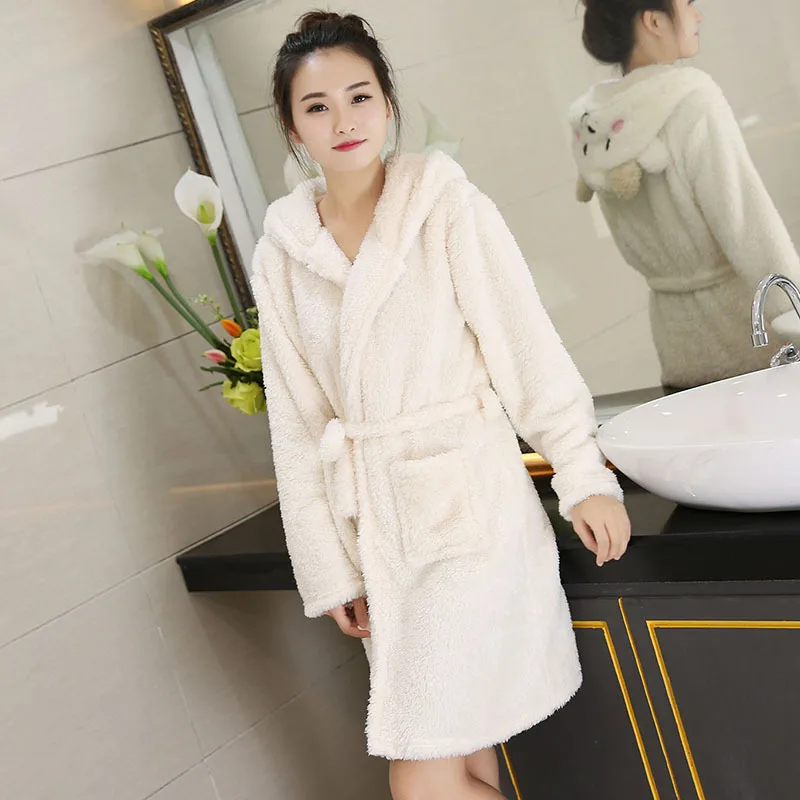 

Thick Sleepwear Winter Cute Warm Bathrobes Women Cartoon Sheep Bath Robe Dressing Plus Size Soft Gown Bridesmaid Robes Female
