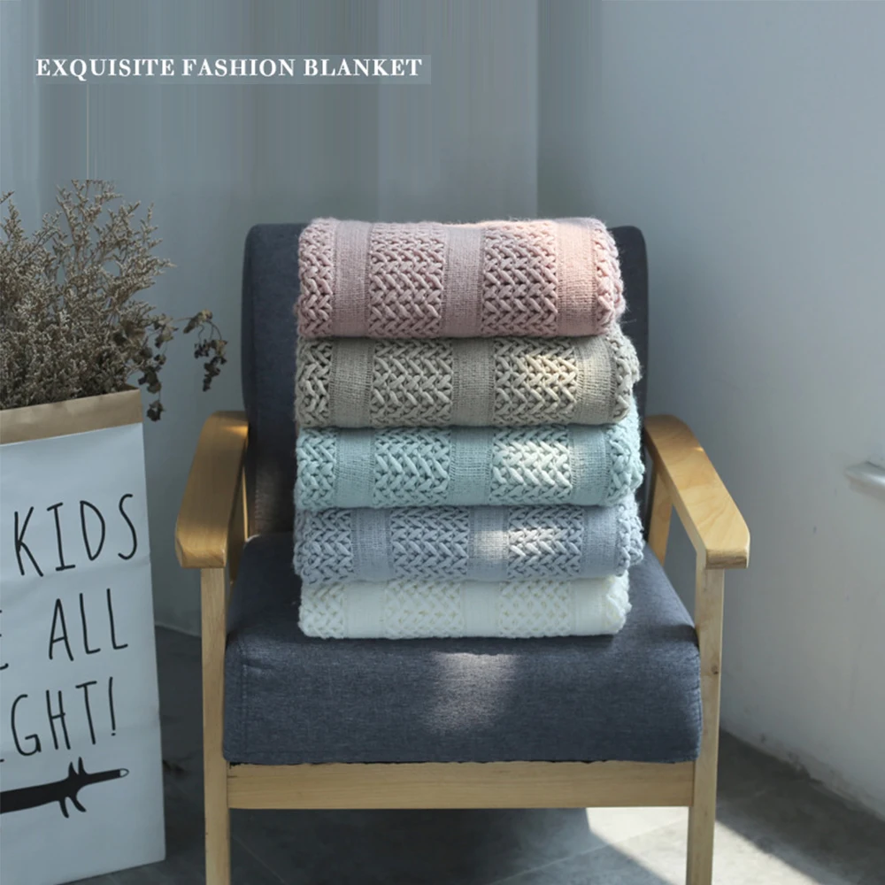 Нитяное одеяло полотенце мягкое теплое покрывало кондиционер с кисточкой для