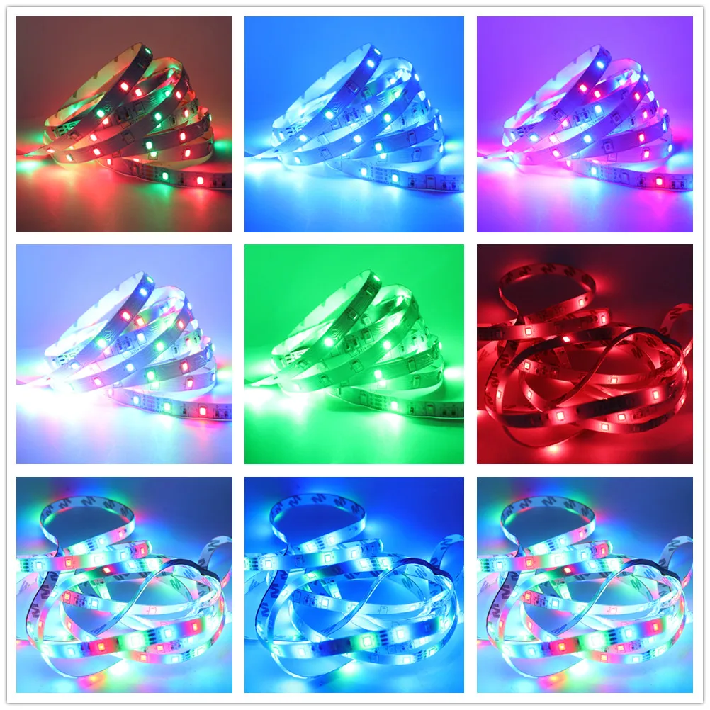 5050 RGB Светодиодные ленты 2835 RGB светодиодный полосы света DC 12V 60 светодиодный s/m Водонепроницаемый гибкие светодиодные ленты светодиодный светильник для внутренней декорации 5 м