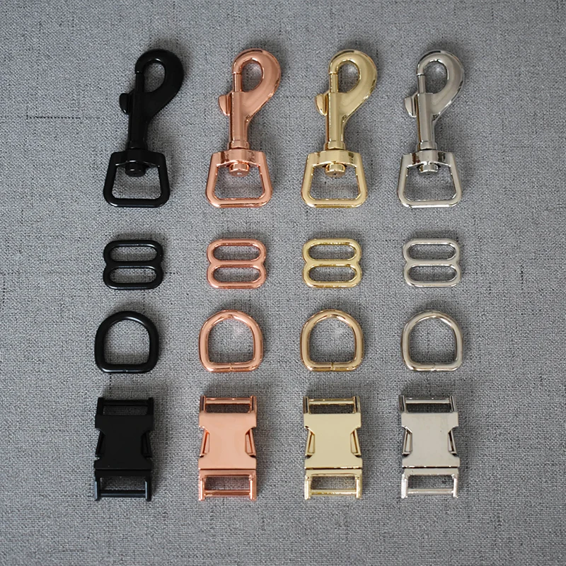 

10 sets 15mm metal straps slider D ring release belt buckle for pet dog collar dog leash sewing DIY accessory