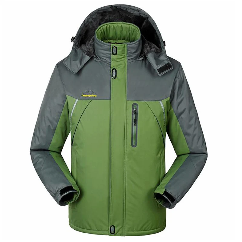 Толстая бархатная мужская зимняя куртка-30 C 6XL 7XL 8XL 9XL ветрозащитное водонепроницаемое пальто спортивная одежда для мужчин и женщин куртки chaquetas hombre - Цвет: grass green
