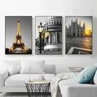 Плакаты с изображением Парижа, серые и золотые постеры, Эйфелева башня, настенные художественные картины для гостиной, домашний декор, холст