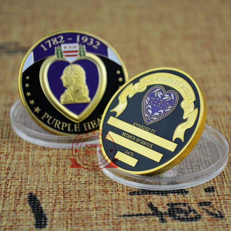 Фиолетовое сердце Америка вызовы выпечки лак Металл памятная монета | Дом и сад