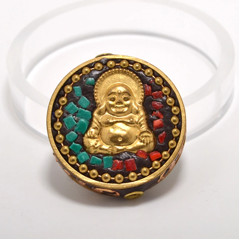 

TZA02 Antique Nepal Handmade Buddha Tibetan Brass With Synthetic Coral And Turkey stone Bracelet DIY Bead For Necklace Making