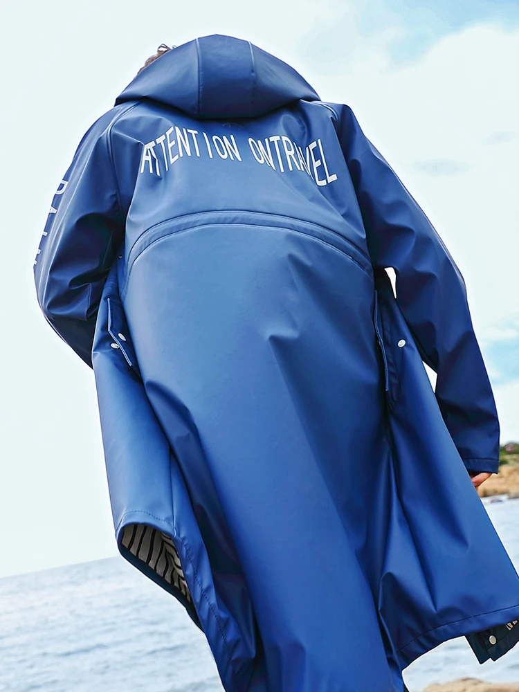 Длинная женская куртка с капюшоном прозрачный модный дождевик для взрослых