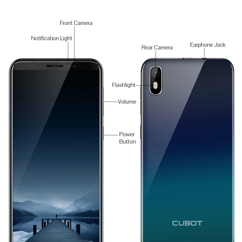 Cubot J5, 5,5 дюймов, 18:9, полный экран, 2 ГБ, 16 ГБ, MT6580, четырехъядерный смартфон, Android 9,0, 2800 мА/ч, 3G, две Nano Sim, мобильный телефон