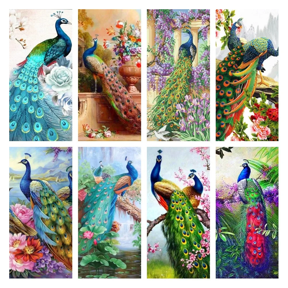 Алмазная живопись сделай сам павлин полностью круглая вышивка 5D алмазная