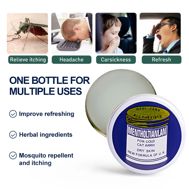 

1/2Pcs 4g Mint Cool Cream Cold Headache Dizziness Mosquito Bites Anti-Itching Refreshing Cream Pain Relief Medical Plaster