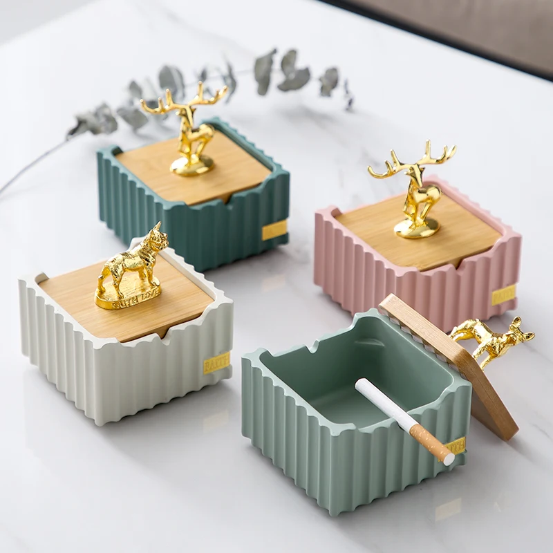 

Modern Creative Ashtray Home Decoration Fashion Cigar Ashtray with Lid Boyfriend Gift Cenicero Tobacco Accessories BC50YHG