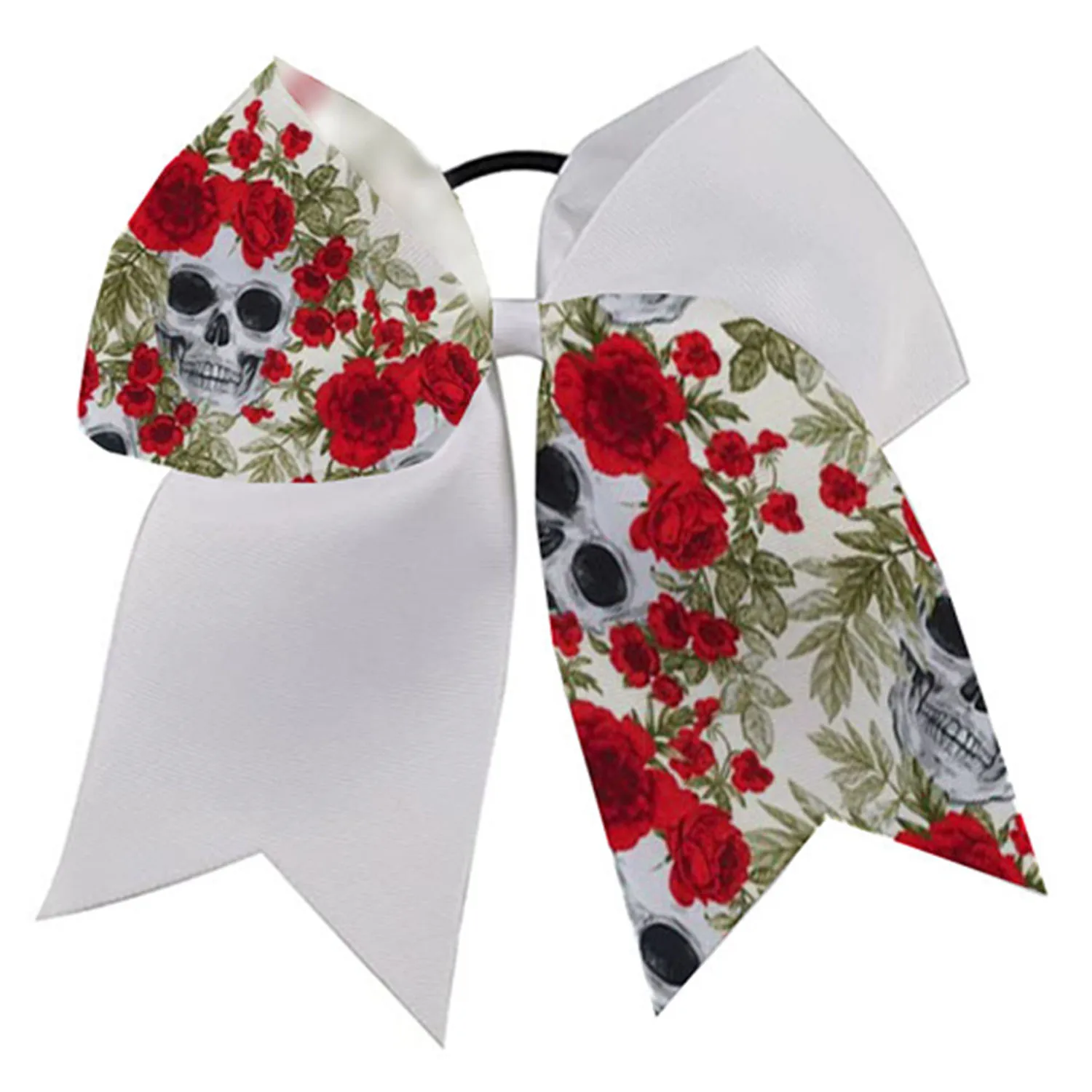 

2 pces skull Jumbo Cheerleading Bow 8 Inch Cheer Bows Large Cheerleading Hair Bows with Ponytail Holder for Teen Girls