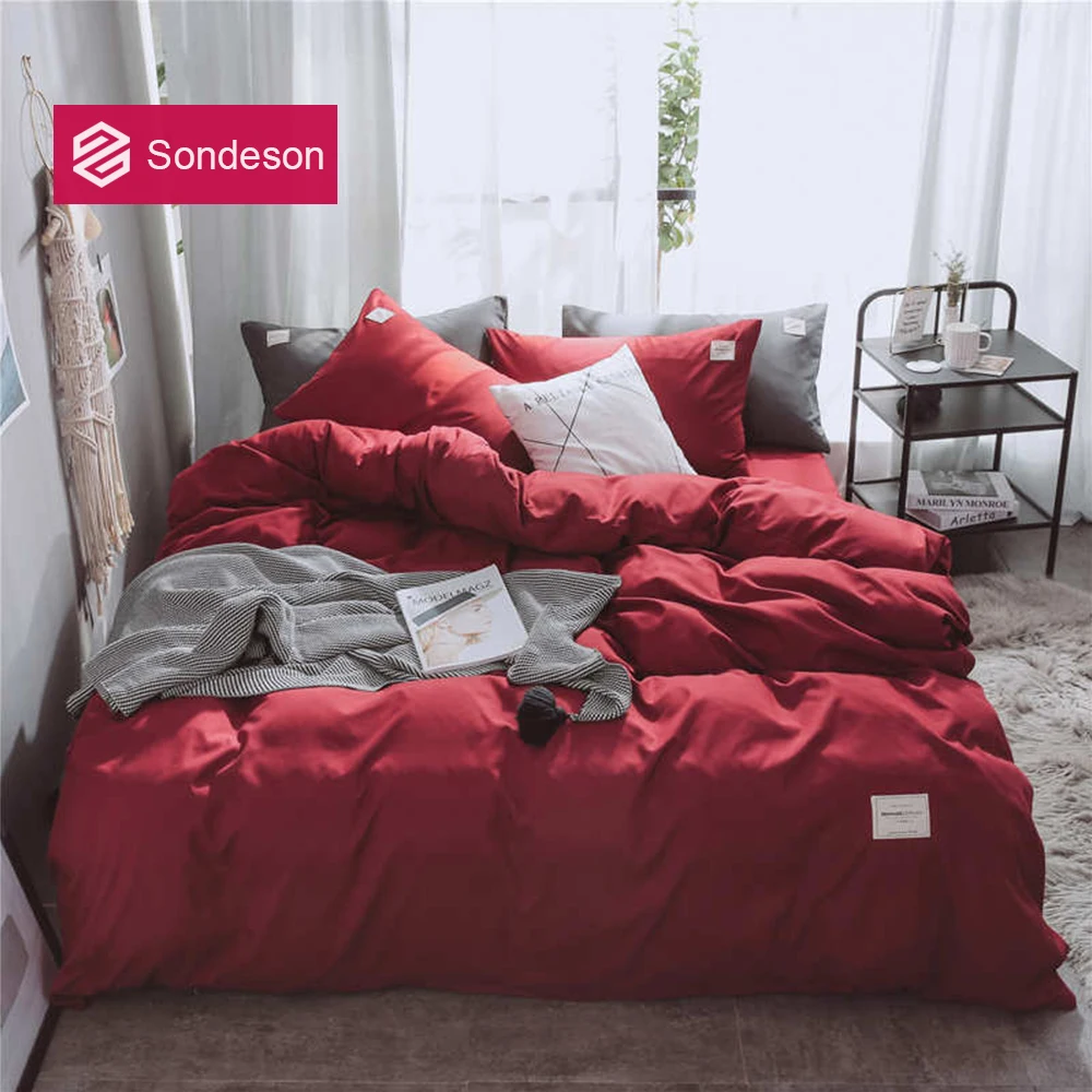 Комплект постельного белья Sondeson винно красного цвета модный простой домашний