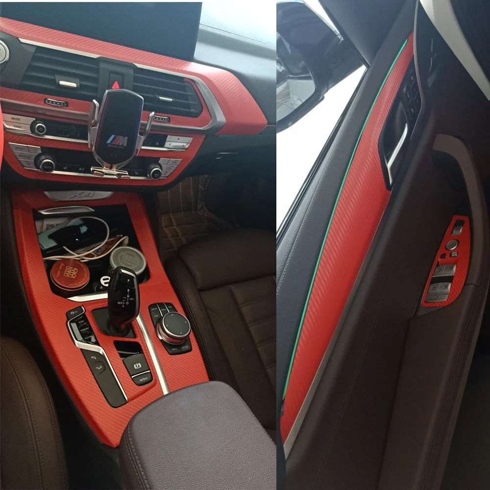 

For BMW X3 X4 G01 G02 2018-2021 Interior Central Control Panel Door Handle Carbon Fiber Stickers Decals Car styling Accessorie