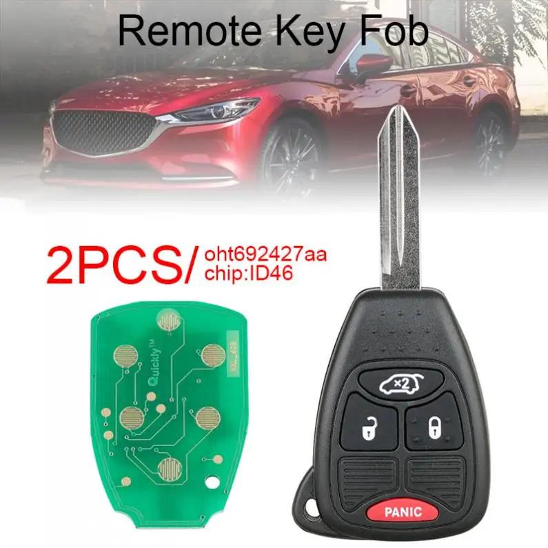 2 шт. 3 + 1 кнопки Черный Автомобильный Брелок дистанционного управления с ключом