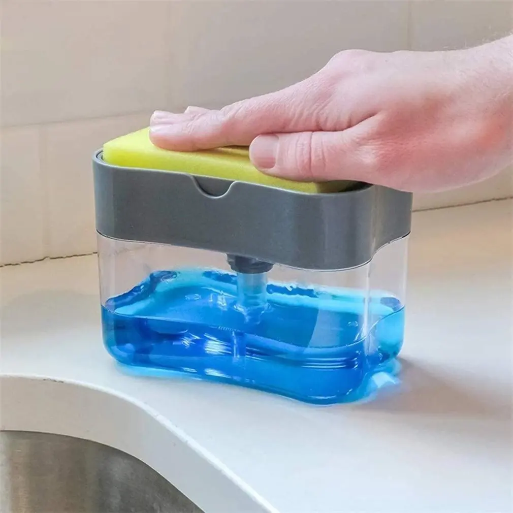 

Portable Soap Pump Dispenser & Sponge Holder for Kitchen Dish Soap and Spongesoap Dispenser Liquid Box