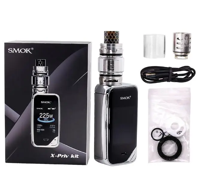 SMOK X-PRIV набор электронных сигарет 225 Вт X PRIV Box Mod с TFV12 Prince Tank 8 мл испаритель VAPE SMOK XPRIV Kit - Цвет: Chrome No Gift