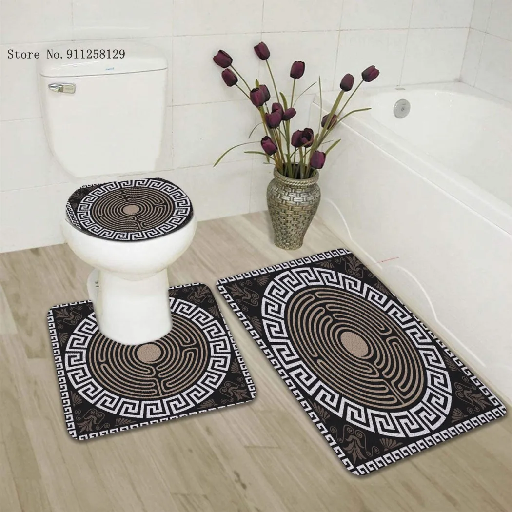 Offerte 3/4 Pezzi Moda Geometria Tende Da Doccia Set Popolare Lusso Piedistallo Tappeto Coperchio Copriwater Tappetino Da Bagno Decorazioni Per La Casa Set Da Bagno