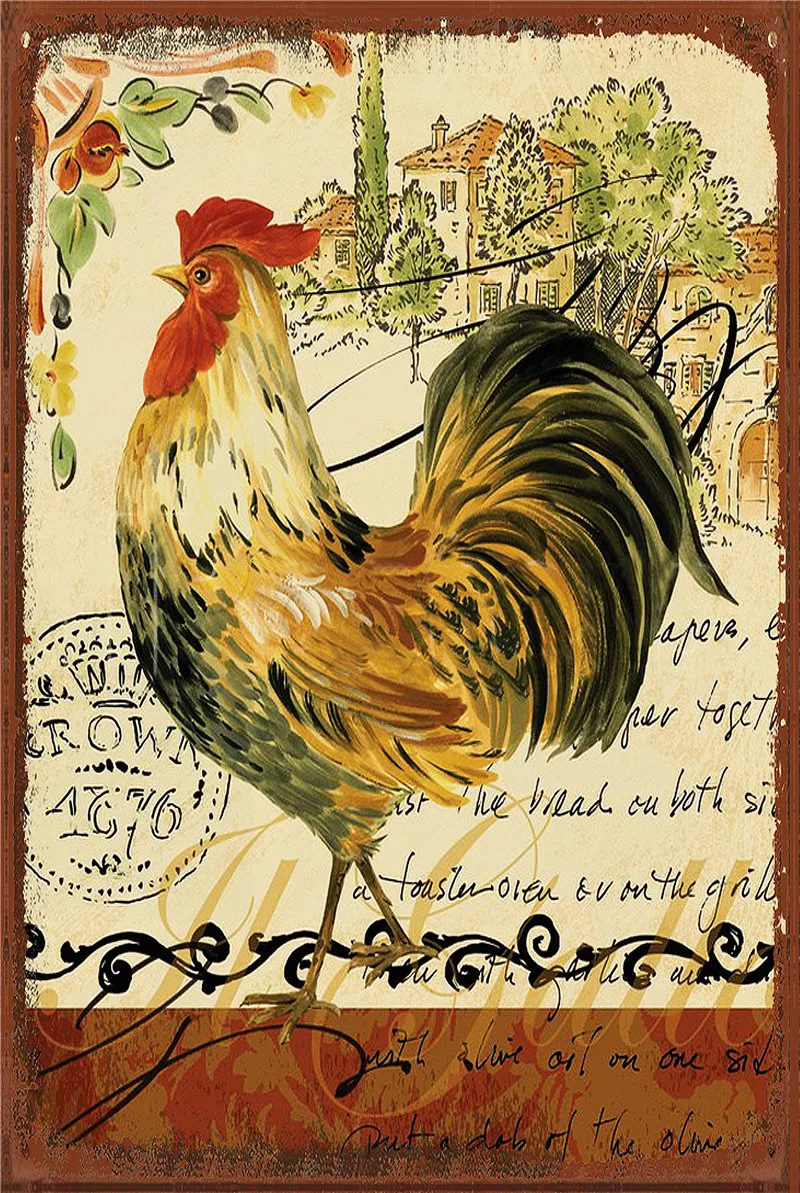 

Farmhouse Home Living Room Decoration Metal Sign Metal Wall Decor Chicken Number Signs on the Door Hen Garden Decoration Outdoor