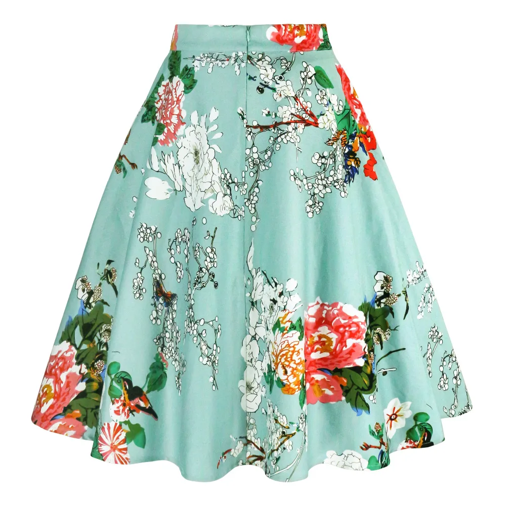 Женская юбка с высокой талией винтажный сарафан средней длины цветочным принтом