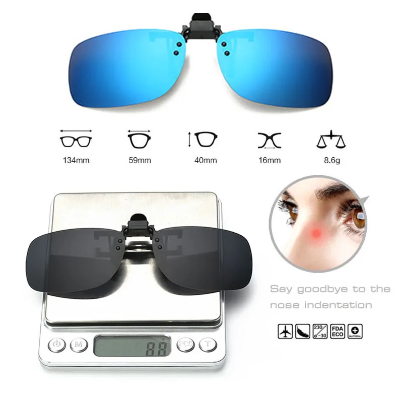 Мужские квадратные поляризационные очки с клипсой для ночного видения|Мужские