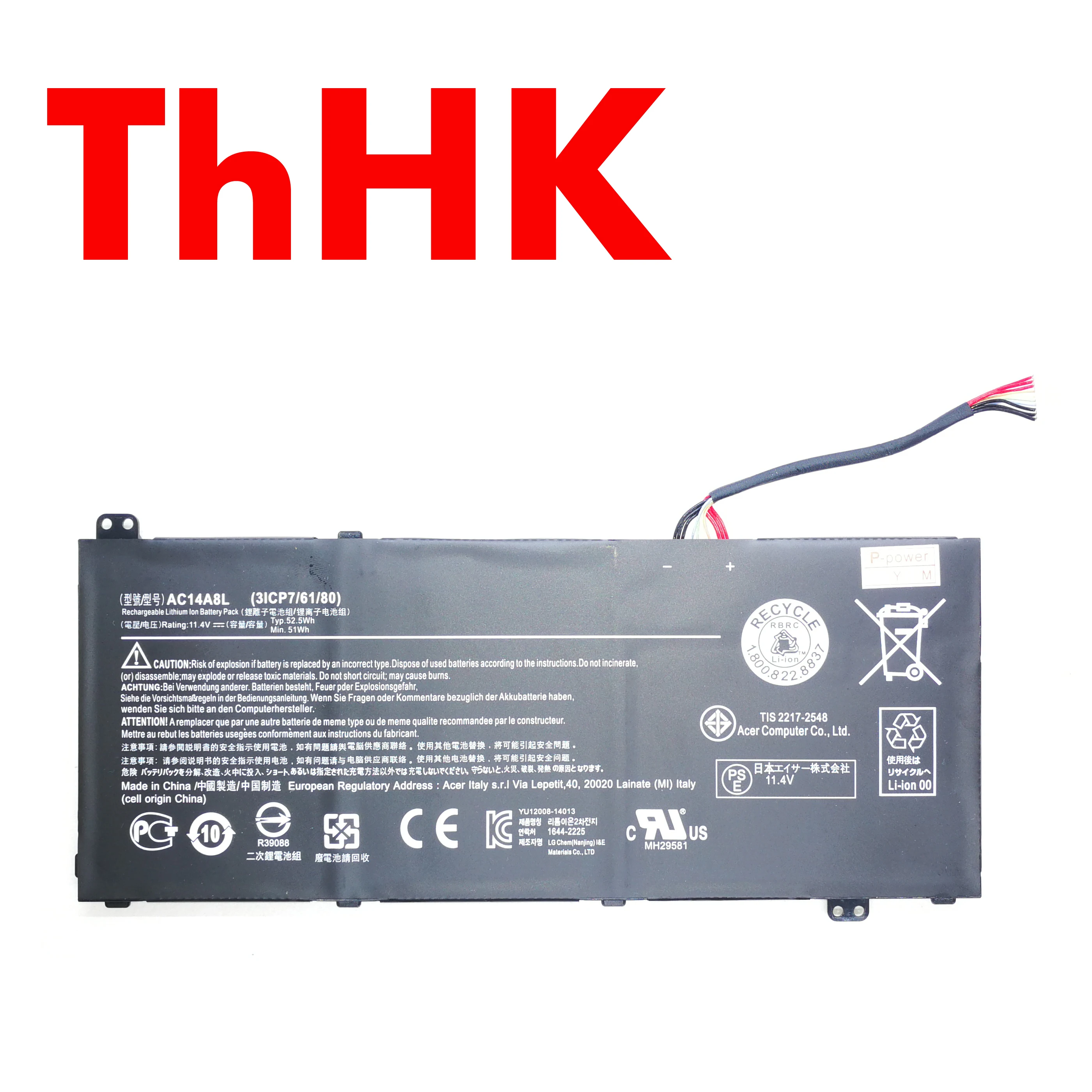 Оригинальная Аккумуляторная батарея для ноутбука AC14A8L Acer Aspire VN7-571 VN7-591 VN7-791 VN7-571G V15