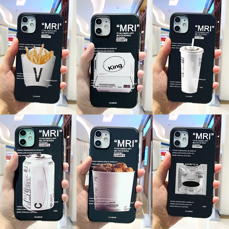 Чехол для телефона с изображением картофеля фри и бургеров iPhone 12 11 Pro XR X Xs Max 8 7 6 Plus