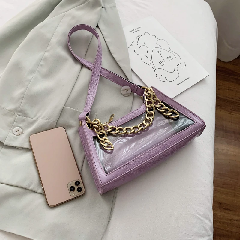 

2020 Summer New Shoulder Bag Fashion Transparent Female Bag Chain Bag Handbag Lady Bag Pu Shoulder Shopping Bag