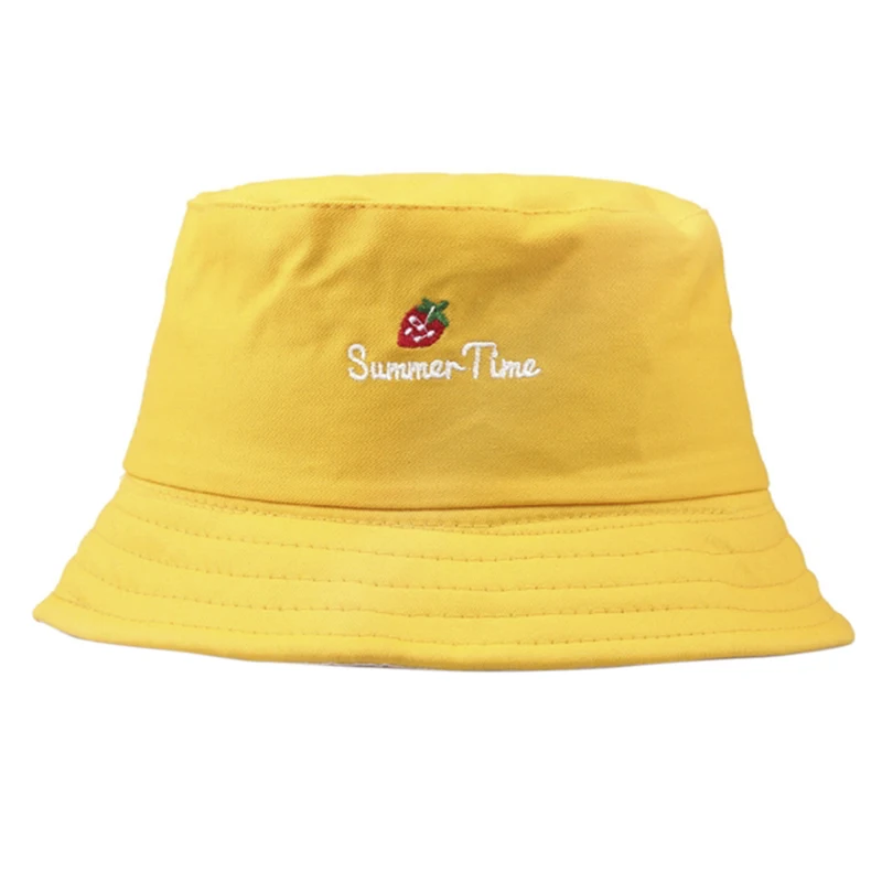 Панама женская складная с вышивкой клубники и надписью 1 шт. | Аксессуары для