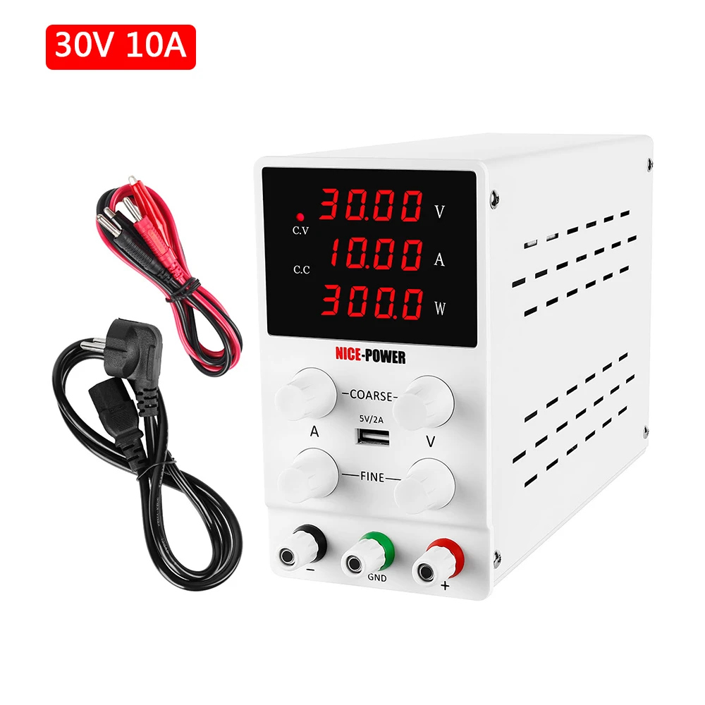 30 в 10 А лабораторный USB Регулируемый источник питания настольный цифровой