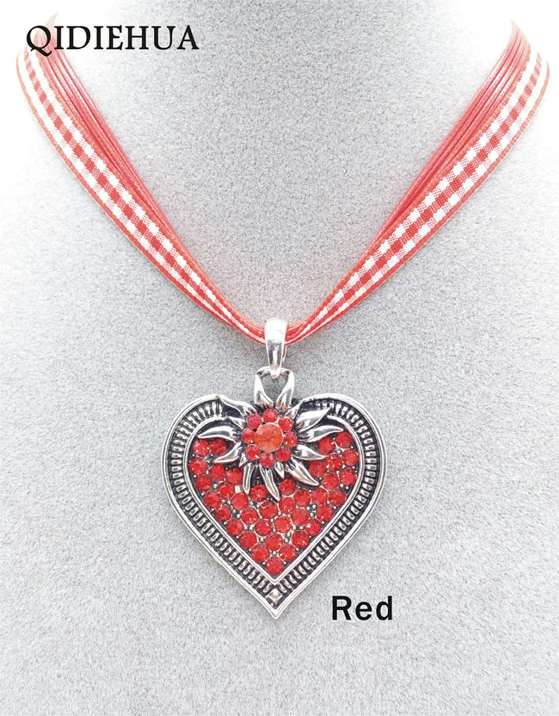 New Antique Silver Heart Shape Flower Necklaces Pendant Charm Ribbon Cord Choker Necklace Woman Party Jewelry Wholesale | Украшения и