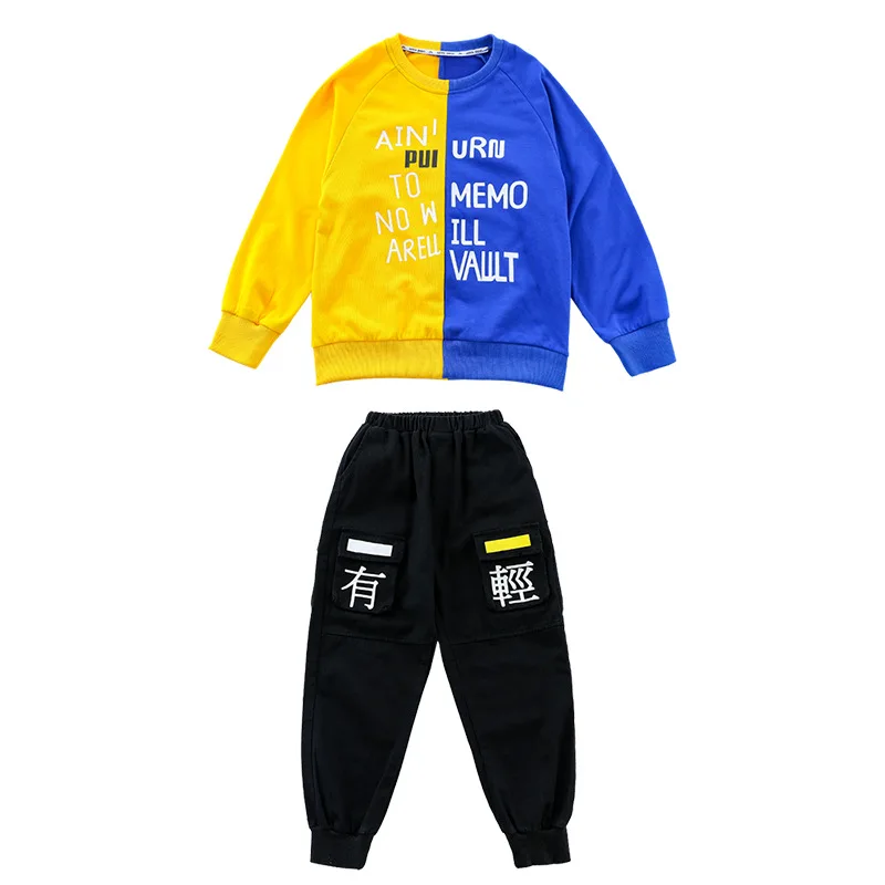 

Letter Print Sewatshirt Pants for Girls Children'S Hip Hop Dance Wear Jazz Dance Stage Outfit Kids Cool Ballroom Clothing XS1229