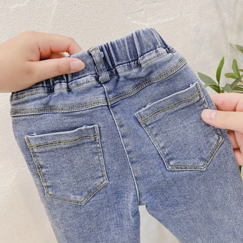 

Jeans For Girls Elegant Bow Cute Denim Pants Sweet Bowknot Stretch Lovely Spring Child Trousers Toddler Kid Baby Steetwear