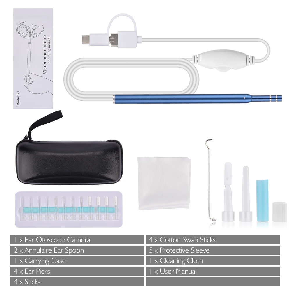 Профессиональный HD визуальный отоскоп ушного воска светодиодный ушной