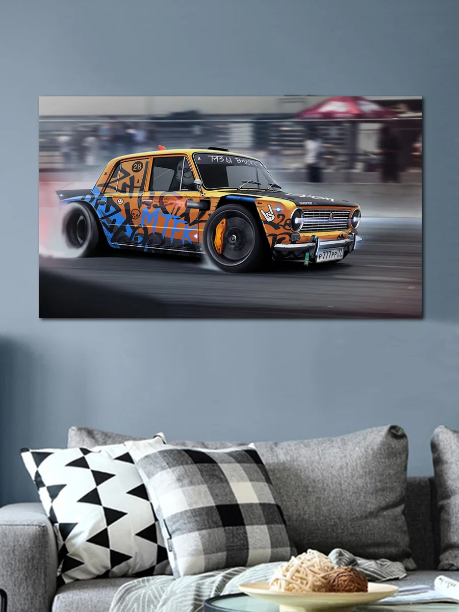 Lada тюнинг спортивный автомобиль Дрифт гоночный фотография для дома гостиная