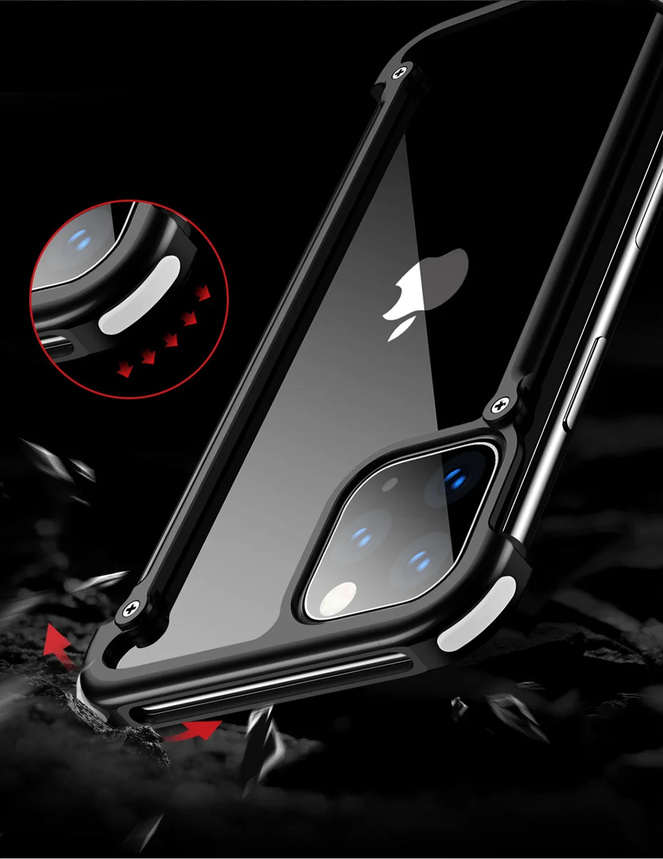 Роскошный металлический чехол с подушкой безопасности для IPhone 11 11 pro, чехол для Iphone 11 pro max, персональный металлический чехол-бампер