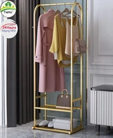 simple floor hanger coat rack with shelf rack storage drying rack bedroom furniture wardrobe golden black white optional