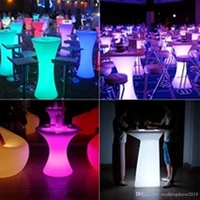 rechargeable led luminous high end cocktail table round bar table waterproof ip 54 lighted up coffee table ktv disco party suppl