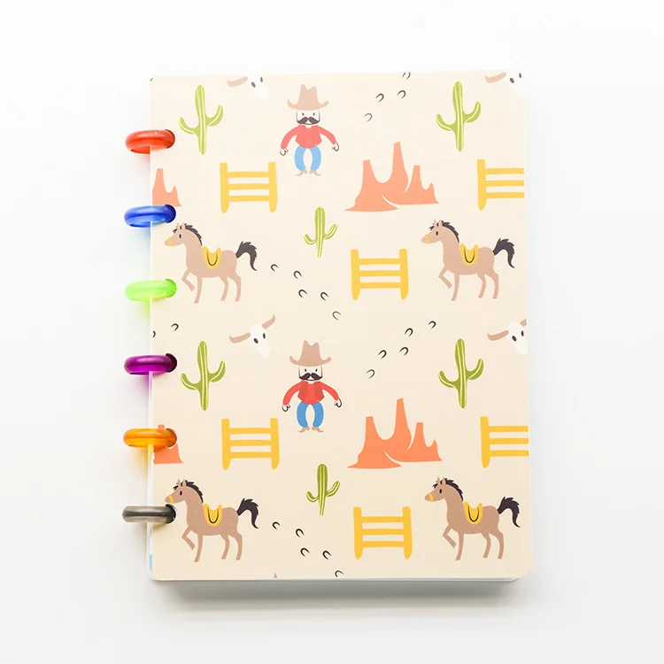 Милый новый мультяшный твердый школьный многоразовый круглый блокнот на спирали