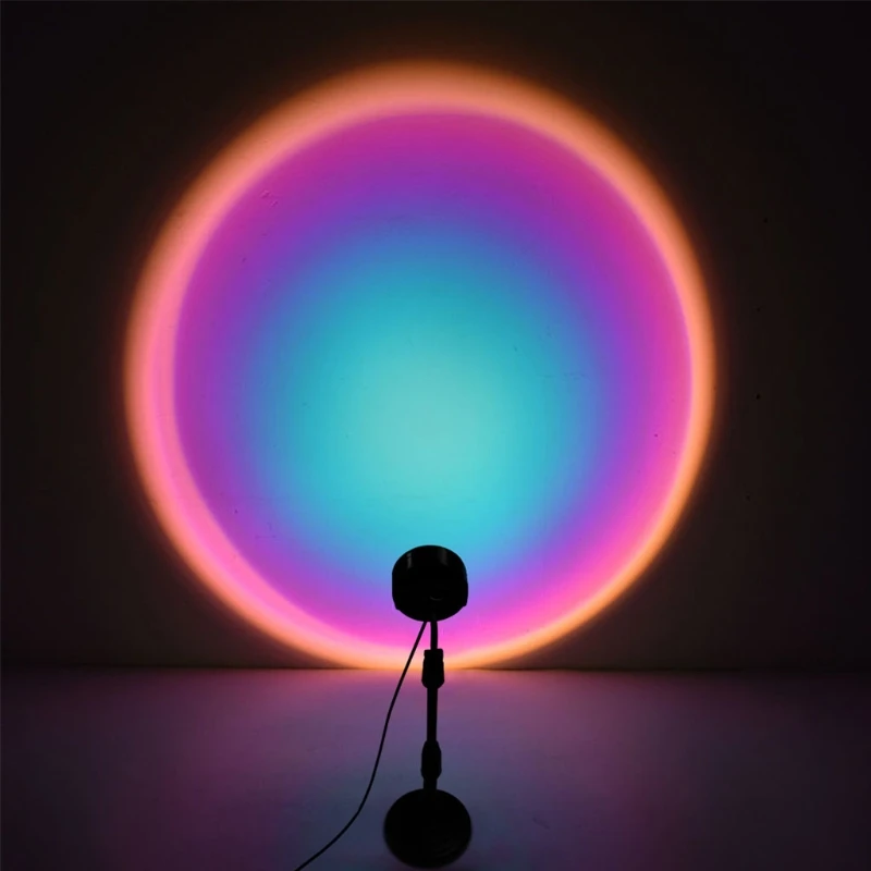 

652F Sunsets Projection Lamps Background Wall Decoration Lamps USB Power Rainbow Floor Lamps Modern Living Room